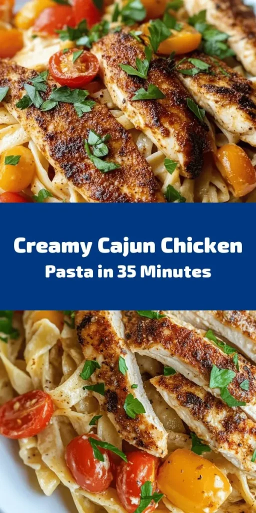 Dive into the deliciousness of this Creamy Cajun Chicken Pasta! This easy-to-follow recipe features tender chicken seasoned with zesty Cajun spices, sautéed veggies, and a rich, creamy sauce that perfectly coats your choice of pasta. Ready in just 35 minutes, it’s a perfect weeknight meal for the family. Garnish with fresh parsley and serve with a side salad for a complete dinner. Your taste buds are in for a treat!