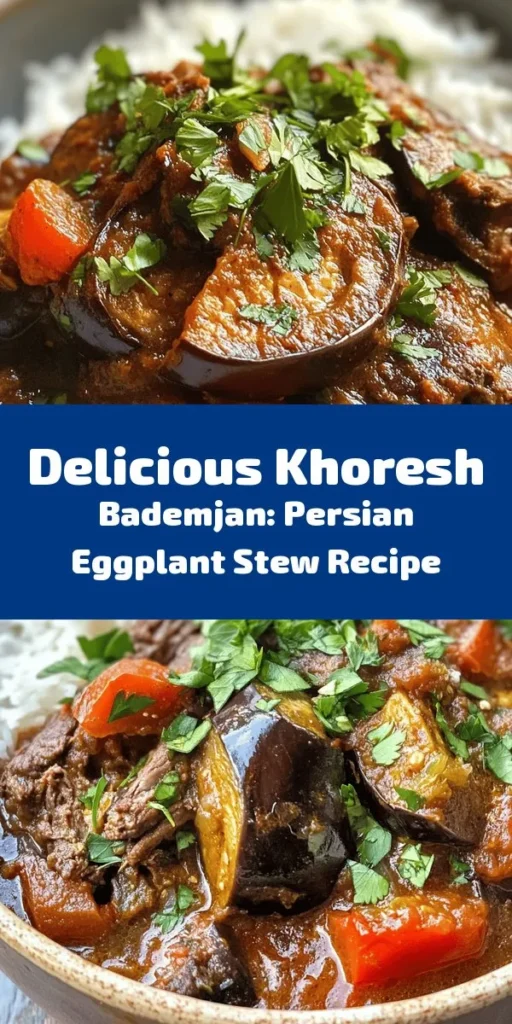 Discover the rich flavors of Khoresh Bademjan, a traditional Persian eggplant stew that will warm your heart. This comforting dish features tender beef or lamb (or chickpeas for a vegetarian twist), luscious eggplant, and a medley of aromatic spices like turmeric, cinnamon, and cumin. Simmered to perfection, it’s a culinary journey that beautifully complements steamed basmati rice or warm flatbreads. Perfect for family dinners or impressing guests with something unique!