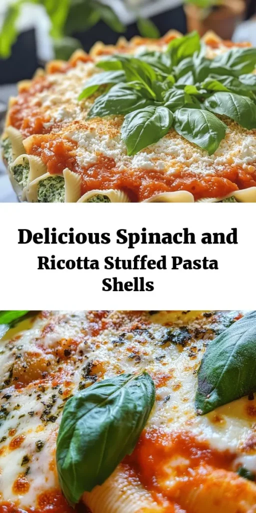 Discover a delicious and easy recipe for Spinach and Ricotta Stuffed Shells that the whole family will love! With jumbo pasta shells filled with a creamy mixture of fresh spinach, ricotta, and cheeses, this dish is both satisfying and nutritious. Topped with marinara sauce and melted cheese, it's perfect for weeknight dinners or special occasions. Get ready for a cheesy, flavorful meal that can be made in under an hour!