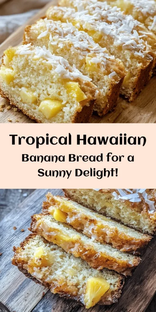 Indulge in a slice of paradise with this Tropical Bliss Hawaiian Banana Bread! This delightful recipe combines ripe bananas, crushed pineapple, and shredded coconut for a burst of tropical flavor. With a hint of cinnamon and the option to add nuts, this moist bread is perfect for breakfast or a sweet snack. Simple to make, it bakes to golden perfection in just over an hour. Treat yourself and your loved ones to this delicious tropical escape!
