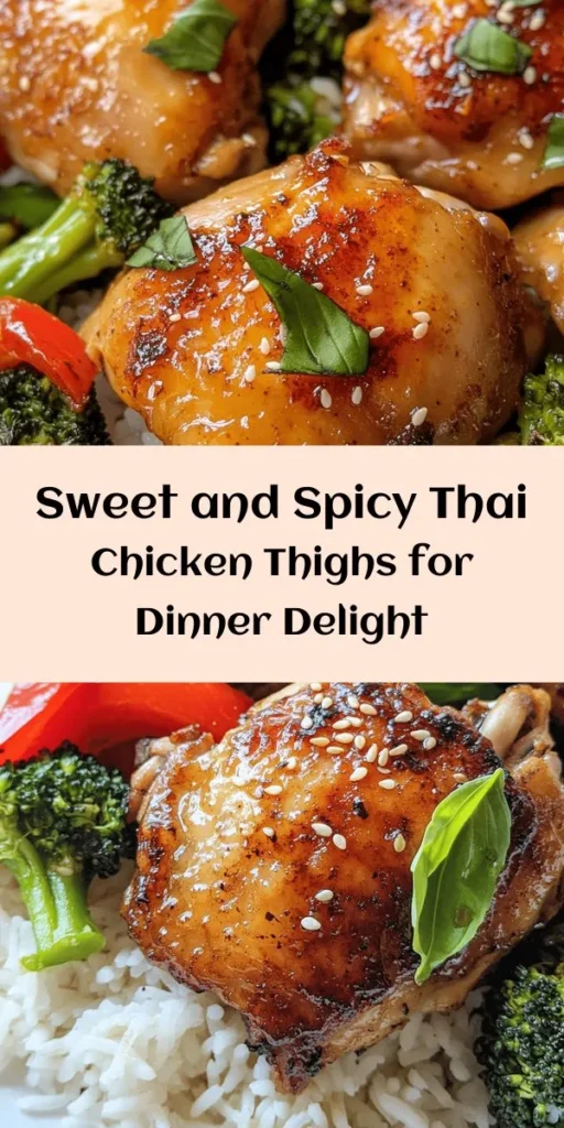 Spice up your dinner with this Sweet and Spicy Thai Chicken recipe! Juicy, marinated chicken thighs are stir-fried to perfection with vibrant veggies like red bell pepper and broccoli, all coated in a rich sauce made from soy sauce, honey, and Sriracha. Finished with fresh basil and sesame seeds, this dish is bursting with flavor and served over jasmine rice for a complete meal. Perfect for a weeknight dinner or impressing guests!
