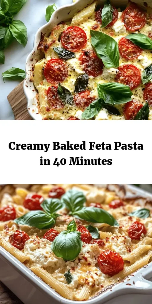 Discover the creamy goodness of Baked Feta Pasta Delight! This simple recipe combines pasta, bursting cherry tomatoes, and a block of feta cheese, all baked to perfection for a dish that’s rich in flavor. Toss everything together with garlic, olive oil, and a bit of heat, then mix with your favorite pasta for a comforting meal. Perfect for busy weeknights, it’s easy to make and sure to impress! Top with fresh basil and Parmesan for a delicious finish. Enjoy!