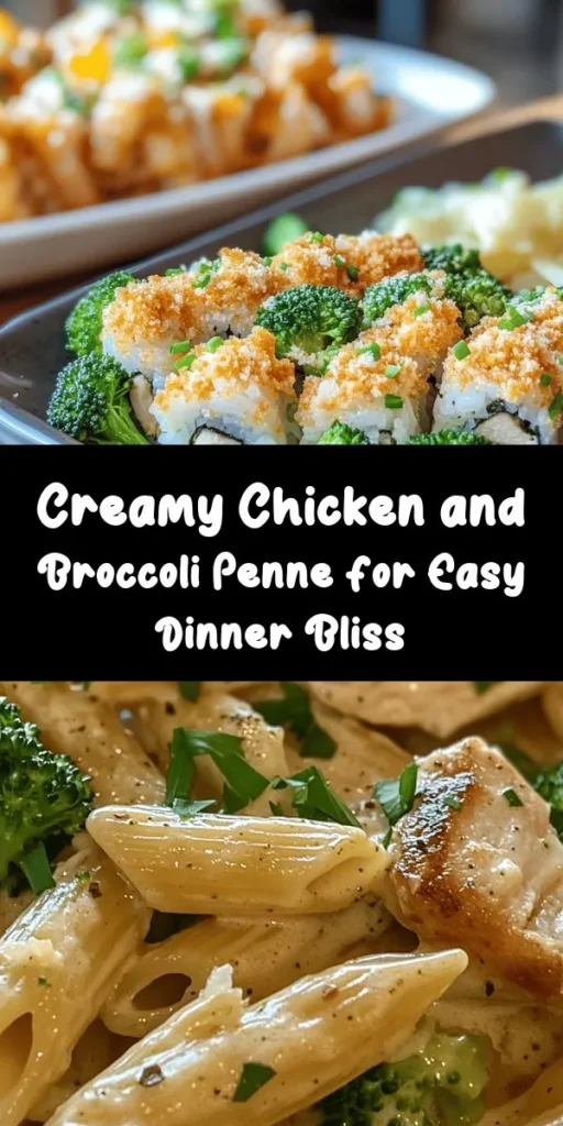 Indulge in this creamy broccoli and chicken penne recipe that's perfect for a cozy dinner! With tender chicken, vibrant broccoli, and a rich Parmesan cream sauce, this dish is sure to please your family and friends. Ready in just 30 minutes, it’s a quick and easy meal that doesn’t compromise on flavor. Serve it up with fresh parsley for a beautiful finishing touch. Discover a new favorite comfort food today!