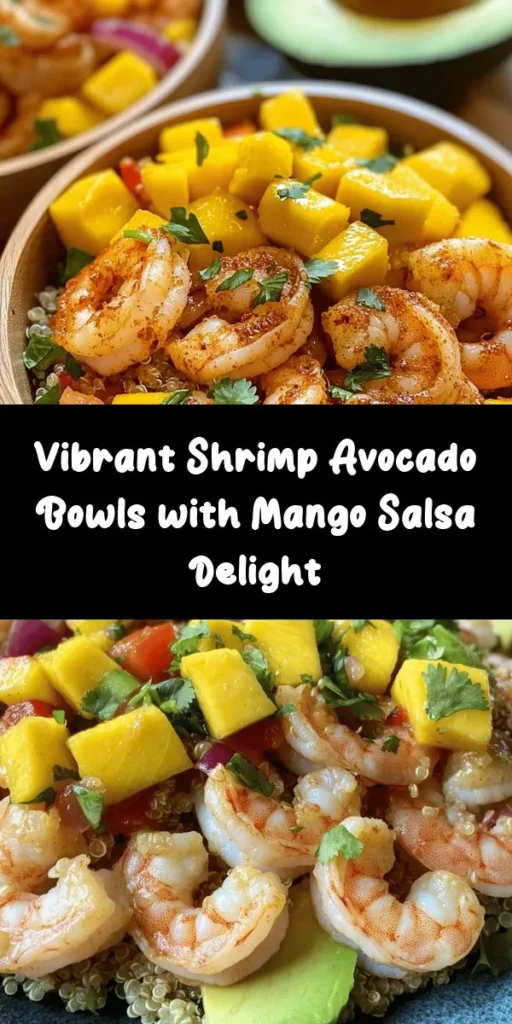 Indulge in these delightful Shrimp and Avocado Bowls featuring a fresh mango salsa and zesty lime-chili sauce! With tender shrimp marinated in spices, creamy avocado slices, and a colorful medley of mango, red onion, and bell pepper, this dish is not only vibrant but also packed with flavor. Perfect for a quick weeknight dinner or a health-conscious lunch, this recipe takes just 30 minutes to prepare. Serve over quinoa or brown rice for a nourishing meal that’s sure to impress!