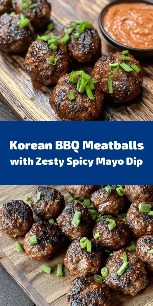Get ready to enjoy a flavor-packed treat with these Korean BBQ Meatballs and a zesty Spicy Mayo Dip! Made with ground beef, fresh spices, and a touch of gochujang for heat, these meatballs are easy to whip up in just 40 minutes. Perfect as an appetizer or a main dish, they're sure to impress at your next gathering. Serve them warm and dip into the creamy, spicy mayo for a delightful twist. Your taste buds will thank you!