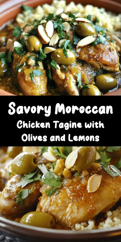 Savor the flavors of North Africa with this delightful Moroccan Chicken Tagine, bursting with zest from olives and lemons. This easy recipe features tender chicken thighs seasoned with rich spices like ginger and cinnamon, perfectly simmered with onions, garlic, and a touch of honey. Garnish with fresh cilantro and slivered almonds for a satisfying crunch. Serve it with fluffy couscous or crusty bread for the ultimate dining experience. Perfect for weeknight dinners or special occasions!
