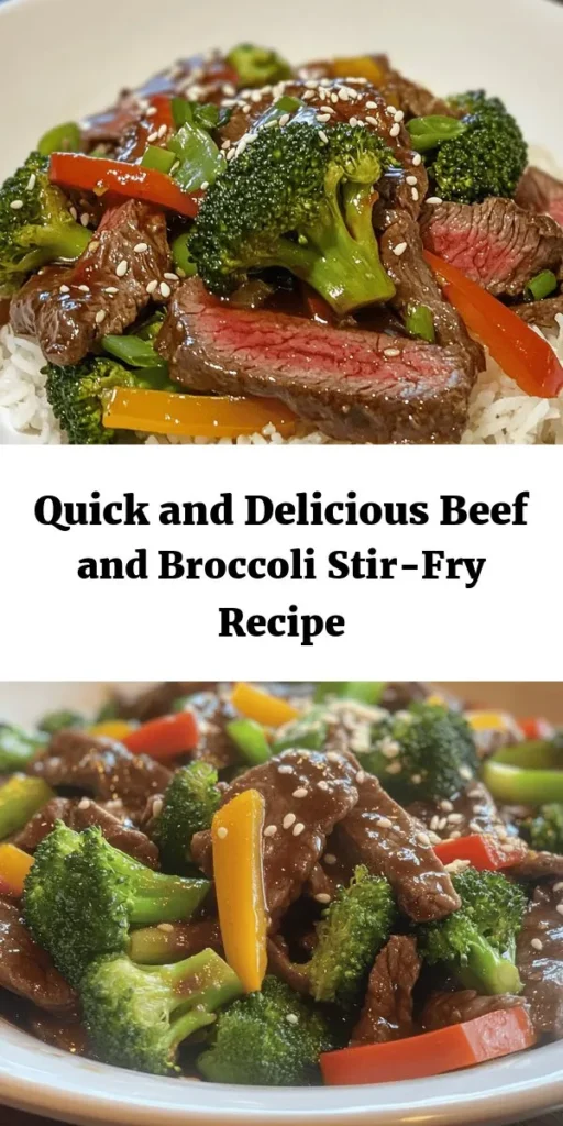 Bring a taste of the Asian kitchen to your dinner table with this Savory Beef and Broccoli Stir-Fry! This quick and easy recipe features tender flank steak, vibrant broccoli, and a rich sauce that ties everything together. Ready in just 40 minutes, it’s perfect over rice or noodles. With simple ingredients like garlic, ginger, and bell pepper, this dish is sure to become a family favorite. Garnish with sesame seeds and green onions for a delicious finish!