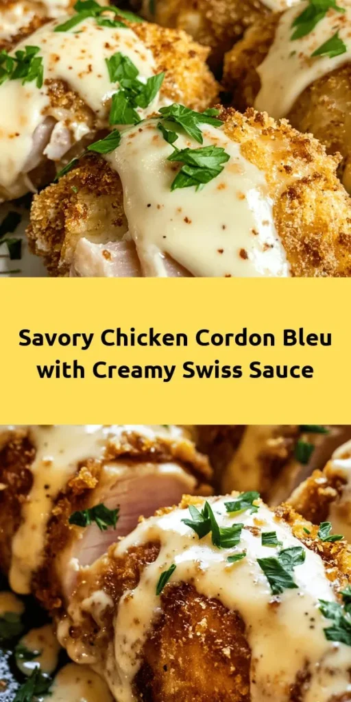 Indulge in this mouthwatering Chicken Cordon Bleu wrapped in savory ham and Swiss cheese, then drizzled with a rich, creamy Swiss cheese sauce! This easy recipe combines tender chicken breasts with a crunchy panko coating and a delicious cheesy sauce that will impress everyone at your dinner table. Perfect for a cozy family meal or a special occasion. Get ready to savor every bite! Follow the steps for a delicious homemade masterpiece.