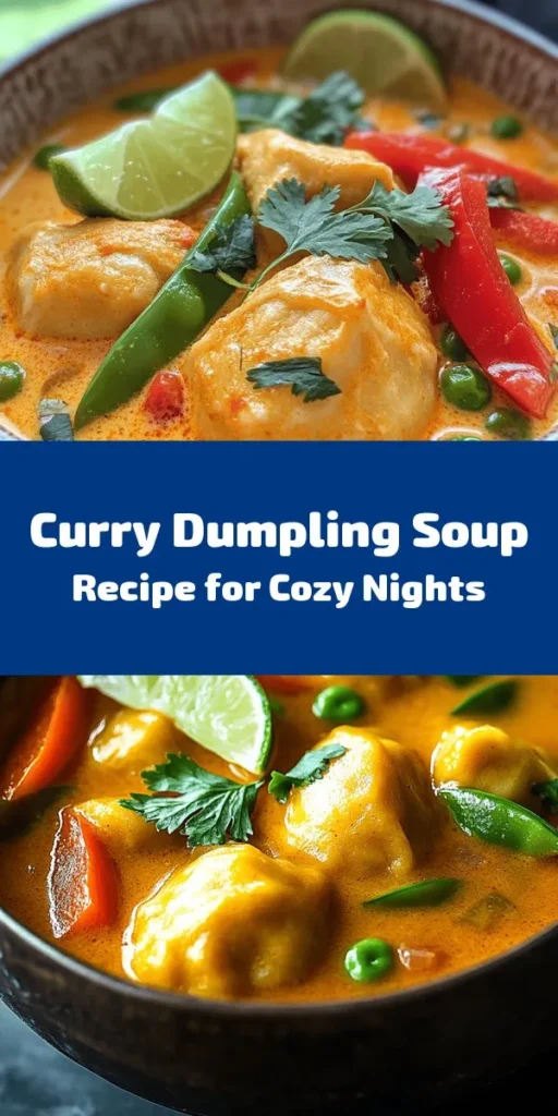 Warm up your day with this flavorful Best Curry Dumpling Soup! Perfectly chewy dumplings filled with ground chicken or tofu create a comforting dish that bursts with curry goodness. The hearty soup base, enriched with coconut milk and vibrant veggies, adds a rich, creamy texture that’s truly satisfying. Ready in just an hour, it’s an easy recipe to impress your friends and family. Garnish with fresh cilantro and lime for a fresh finish! 🍜🌶️