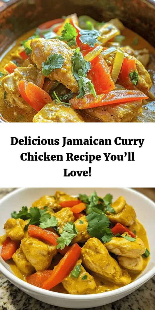 Dive into the vibrant flavors of Jamaica with this Authentic Jamaican Curry Chicken recipe! Marinated in a blend of Jamaican curry powder and allspice, this dish is packed with spices and a hint of heat from Scotch bonnet peppers. Simmered in creamy coconut milk and filled with colorful vegetables like carrots and bell peppers, it's a delicious one-pot meal. Perfect with steamed rice, this dish is sure to impress your family and friends. Enjoy a taste of the Caribbean!