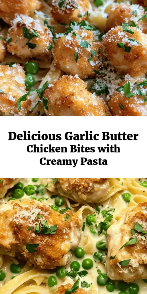 Savor the flavors of Garlic Butter Chicken Bites paired with creamy Parmesan pasta in this delightful recipe! With tender chicken cooked in a rich garlic butter sauce and a luscious pasta smothered in a creamy Parmesan blend, this dish is perfect for a cozy dinner. Ready in just 35 minutes, it's quick yet indulgent. Elevate your weeknight meals effortlessly and enjoy the deliciousness topped with fresh parsley!