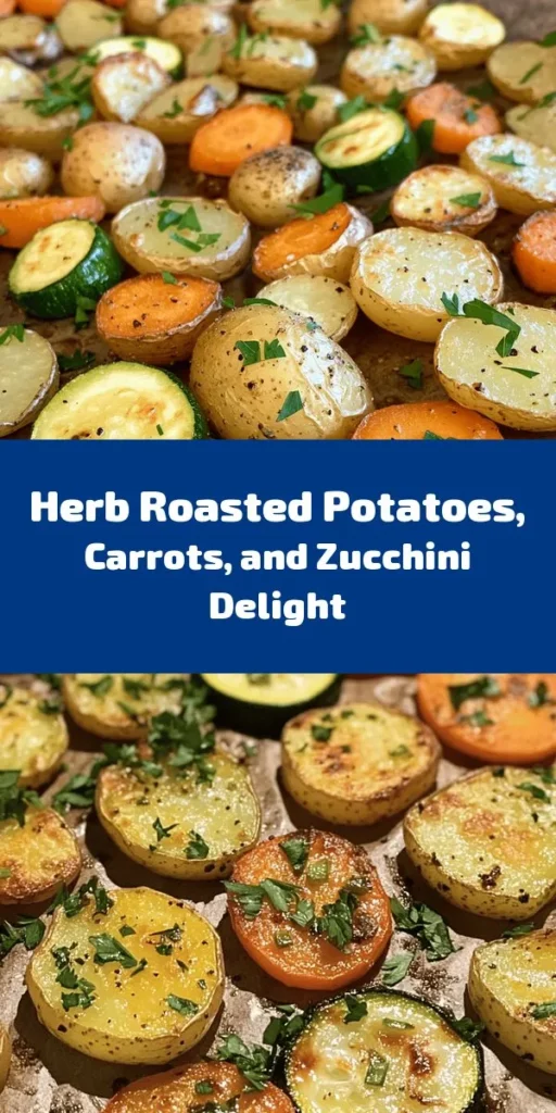 Elevate your side dish game with these Garlic Herb Roasted Potatoes, Carrots, and Zucchini! This simple recipe combines baby potatoes, vibrant carrots, and tender zucchini, all tossed in minced garlic and Italian herbs for an incredible flavor boost. With just 10 minutes of prep and 25-30 minutes in the oven, you can enjoy a healthy, easy dish perfect for any meal. Garnish with fresh parsley for a pop of color!
