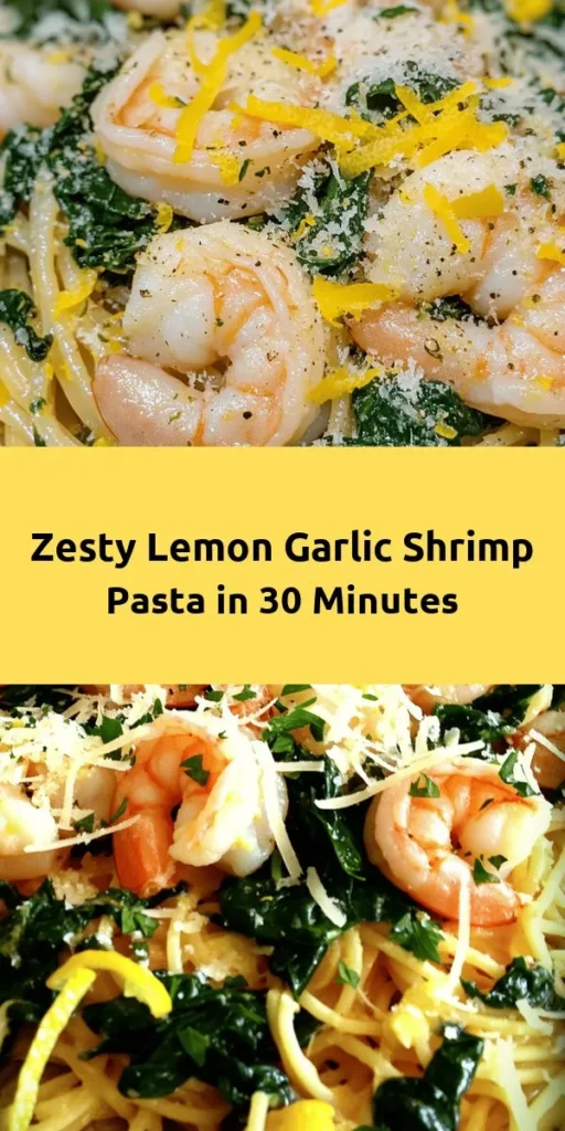 Looking for a quick and delicious dinner? Try this zesty lemon garlic shrimp pasta! With tender shrimp, fresh spinach, and a burst of lemon flavor, this dish comes together in just 30 minutes. You'll love the combination of garlic and white wine that perfectly complements the pasta. Top it off with Parmesan and fresh parsley for an impressive finish. Perfect for a weeknight family meal or a cozy dinner date!