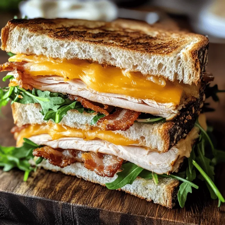 The Cheddar and Bacon Turkey Melt on Sourdough is the quintessential comfort food sandwich, delivering an irresistible combination of flavors and textures. Picture this: juicy turkey breast layered with crispy bacon, melted sharp cheddar cheese, and all of it nestled between two slices of perfectly toasted sourdough bread. This sandwich is not only delicious but also incredibly satisfying, making it an ideal choice for a quick lunch or a casual dinner at home.
