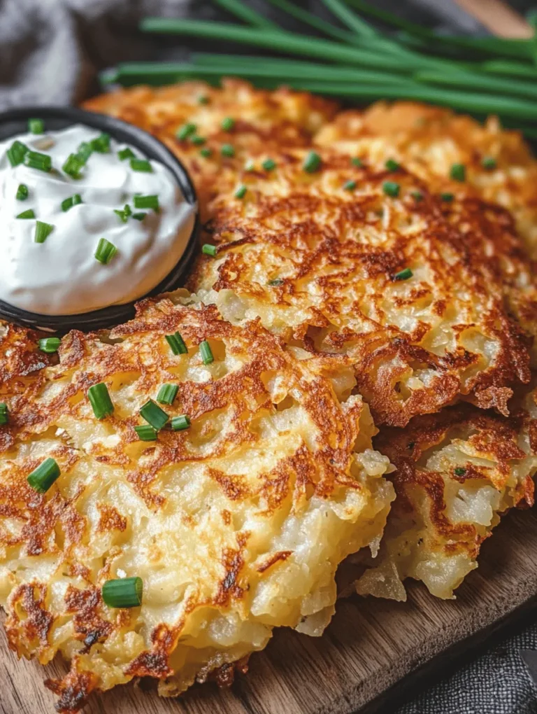 Crispy German potato pancakes, or Kartoffelpuffer, are a beloved staple in German cuisine, cherished for their delightful crunch and comforting flavors. These golden-brown pancakes are more than just a dish; they are a cultural emblem, enjoyed by families during festive gatherings and as a satisfying everyday meal. With a harmonious blend of simple ingredients, Kartoffelpuffer embodies the essence of rustic cooking, where quality overcomes complexity.