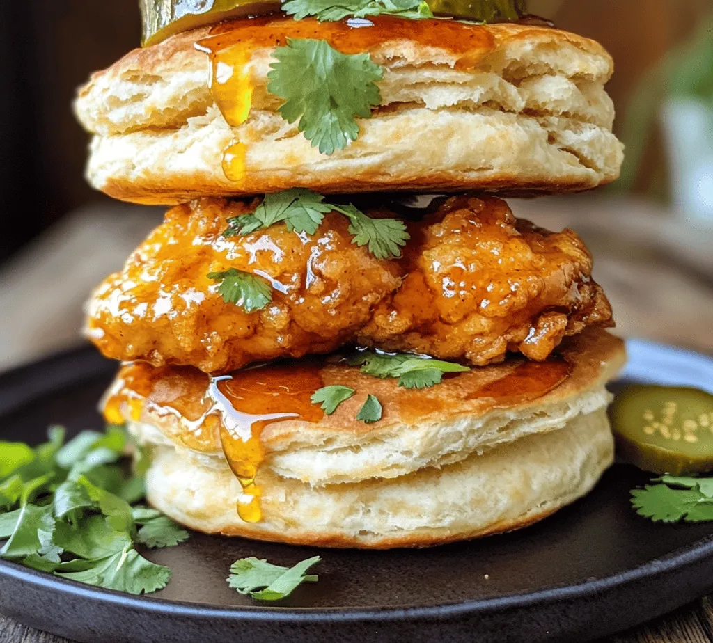 In recent years, comfort food has evolved beyond traditional boundaries, inviting a fusion of flavors that cater to the modern palate. Chefs and home cooks alike have embraced the challenge of reinterpreting classic dishes, marrying nostalgia with innovative culinary twists. Among these creative concoctions, <strong>Spicy-Sweet Hot Honey Chicken Biscuits</strong> stand out as a delightful blend of savory and sweet flavors that captivate the taste buds and evoke a sense of warmth and familiarity.” /></p>
</p>
<h3>Techniques for Cutting and Shaping Biscuits</h3>
</p>
<p>When it comes to making the perfect biscuits for your Spicy-Sweet Hot Honey Chicken Biscuits, proper cutting and shaping techniques are essential. The goal is to create tender, flaky layers that will hold up to the hearty chicken and sweet honey drizzle.</p>
</p>
<p>1. <strong>Prepare Your Dough</strong>: Start by combining the dry ingredients in a large mixing bowl. Once you add the wet ingredients, mix until just combined. Overworking the dough can lead to tough biscuits, so be gentle.</p>
</p>
<p>2. <strong>Roll Out the Dough</strong>: Lightly flour your work surface to prevent sticking, then turn out your dough and gently pat it down into a rectangle about 1 inch thick.</p>
</p>
<p>3. <strong>Cutting the Biscuits</strong>: Use a sharp biscuit cutter or a glass to cut out your biscuits. Press straight down without twisting, as twisting can seal the edges and prevent them from rising properly. If you don’t have a biscuit cutter, a knife can work too; simply cut the dough into squares.</p>
</p>
<p>4. <strong>Re-rolling Scraps</strong>: Gather the scraps, gently press them together, and roll them out again to cut more biscuits. Aim to minimize the number of times you re-roll to maintain the flakiness.</p>
</p>
<h3>Baking Tips for Achieving a Golden Brown Finish</h3>
</p>
<p>Achieving that perfect golden-brown finish on your biscuits is a matter of technique and temperature. Here are some baking tips to ensure your biscuits turn out beautifully:</p>
</p>
<p>– <strong>Preheat Your Oven</strong>: Always preheat your oven to the right temperature (usually around 425°F or 220°C for biscuits). A hot oven helps the biscuits rise quickly.</p>
</p>
<p>– <strong>Use a Baking Sheet</strong>: Line a baking sheet with parchment paper to prevent sticking and promote even browning.</p>
</p>
<p>– <strong>Space Them Out</strong>: Place the biscuits on the baking sheet with a little space in between. This allows for proper air circulation, which contributes to an even bake.</p>
</p>
<p>– <strong>Egg Wash for Shine</strong>: For an extra golden finish, brush the tops of the biscuits with a mixture of egg and a splash of milk before baking. This gives them a beautiful sheen.</p>
</p>
<p>– <strong>Monitor the Time</strong>: Bake the biscuits for about 12-15 minutes, or until they are golden brown. Keep an eye on them, as oven temperatures can vary.</p>
</p>
<h3>Cooking the Chicken Tenders</h3>
</p>
<p>While your biscuits are baking, it’s time to focus on the chicken tenders that will give this dish its heartiness and flavor. Using quality chicken tenders is key to achieving the best results.</p>
</p>
<p>1. <strong>Marinating the Chicken</strong>: For optimal flavor, consider marinating your chicken tenders in a mixture of buttermilk, hot sauce, and your choice of spices for at least 30 minutes to a few hours. This not only infuses flavor but also tenderizes the meat.</p>
</p>
<p>2. <strong>Breading the Chicken</strong>: Prepare a breading station with seasoned flour, beaten eggs, and breadcrumbs. Dredge each chicken tender in the flour, then dip it in the egg, and finally coat it with breadcrumbs.</p>
</p>
<p>3. <strong>Cooking Methods</strong>: You can either pan-fry, bake, or even air-fry the chicken tenders:</p>
<p>– <strong>Pan-Frying</strong>: Heat oil in a skillet over medium-high heat. Fry the chicken tenders for about 4-5 minutes on each side until golden brown and cooked through.</p>
<p>– <strong>Baking</strong>: Preheat the oven to 400°F (200°C). Place the breaded tenders on a baking sheet and bake for 20-25 minutes, turning halfway through.</p>
<p>– <strong>Air-Frying</strong>: Preheat the air fryer to 375°F (190°C) and cook for about 10-12 minutes, flipping halfway.</p>
</p>
<h3>Importance of Cooking Temperatures and Times for Chicken</h3>
</p>
<p>To ensure your chicken tenders are safe to eat while maintaining juiciness, it’s crucial to monitor cooking times and internal temperatures. Chicken should reach an internal temperature of 165°F (75°C). Using a meat thermometer is the best way to ensure accuracy.</p>
</p>
<p>– <strong>Resting Time</strong>: After cooking, let the chicken tenders rest for a few minutes before assembling. This allows the juices to redistribute, ensuring a moist and flavorful bite.</p>
</p>
<h3>Drizzling with Hot Honey</h3>
</p>
<p>Once your biscuits and chicken tenders are ready, it’s time to bring in the star ingredient—hot honey! This spicy-sweet drizzle elevates the dish and ties all the flavors together.</p>
</p>
<p>1. <strong>How Much Hot Honey to Use</strong>: Start with a light drizzle over each biscuit and chicken tender. You can always add more based on your preference for heat and sweetness.</p>
</p>
<p>2. <strong>Variations in Heat Levels</strong>: Different hot honey products vary in heat intensity. If you’re unsure about your heat tolerance, test a little on a spoon before drizzling it over your dish. Some popular brands include Mike’s Hot Honey or Bees Knees Spicy Honey, each offering a distinct flavor profile.</p>
</p>
<h3>Assembling the Biscuits</h3>
</p>
<p>Now comes the fun part—putting everything together! Here are some tips for assembling your Spicy-Sweet Hot Honey Chicken Biscuits:</p>
</p>
<p>1. <strong>Layering</strong>: Start by splitting a warm biscuit in half. Place a generous portion of crispy chicken tenders on the bottom half.</p>
</p>
<p>2. <strong>Toppings</strong>: Drizzle hot honey over the chicken, and if you like, add a slice of pickles or a spoonful of coleslaw for a crunchy texture that balances the sweetness.</p>
</p>
<p>3. <strong>Presentation</strong>: Close the biscuit and consider placing it on a rustic wooden board or a colorful plate. A sprinkle of fresh herbs or a light dusting of paprika can further enhance the visual appeal.</p>
</p>
<h3>Flavor Combinations and Serving Suggestions</h3>
</p>
<p>To make your Spicy-Sweet Hot Honey Chicken Biscuits even more enjoyable, consider these flavor pairings and serving suggestions:</p>
</p>
<p>– <strong>Flavor Pairings</strong>: The sweetness of the honey complements the spiciness of the chicken beautifully. Additionally, tangy elements like pickles or a tangy slaw can elevate the flavor profile even more.</p>
</p>
<p>– <strong>Suggested Sides</strong>: Serve your biscuits with sides like creamy coleslaw, fluffy potato salad, or even a fresh garden salad. Each of these options adds a different texture and flavor to the meal.</p>
</p>
<p>– <strong>Beverage Pairings</strong>: To enhance the meal experience, consider pairing your dish with a refreshing iced tea or a cold beer. A fruity lemonade can also complement the spicy and sweet elements perfectly.</p>
</p>
<p>– <strong>Creative Leftover Ideas</strong>: If you have leftover biscuits or chicken, consider making a breakfast sandwich the next morning with scrambled eggs and cheese. Alternatively, chop up the chicken and toss it into a salad for a hearty lunch.</p>
</p>
<h3>Nutritional Information and Dietary Considerations</h3>
</p>
<p>Understanding the nutritional content of your dish can help you enjoy it in moderation. Here’s a general overview of the nutritional content per serving of the Spicy-Sweet Hot Honey Chicken Biscuits:</p>
</p>
<p>– <strong>Calories</strong>: Approximately 450-500 calories (depending on the size of the biscuits and chicken)</p>
<p>– <strong>Protein</strong>: About 25-30 grams from the chicken</p>
<p>– <strong>Fat</strong>: Approximately 20 grams, depending on cooking methods</p>
<p>– <strong>Carbohydrates</strong>: Roughly 45 grams primarily from the biscuits</p>
</p>
<h4>Dietary Modifications</h4>
</p>
<p>For those with dietary restrictions, there are modifications you can make:</p>
</p>
<p>– <strong>Gluten-Free Options</strong>: Substitute all-purpose flour with a gluten-free flour blend for the biscuits. Ensure the breadcrumbs are also gluten-free if using.</p>
</p>
<p>– <strong>Dairy-Free Alternatives</strong>: Use almond milk or oat milk in place of buttermilk for the chicken marinade and dairy-free butter for the biscuits.</p>
</p>
<h3>Conclusion</h3>
</p>
<p>The Spicy-Sweet Hot Honey Chicken Biscuits are more than just a meal; they embody the joy of comfort food and the thrill of culinary creativity. With perfectly flaky biscuits, crispy chicken tenders, and a delightful drizzle of hot honey, this dish is sure to impress at family gatherings or special occasions.</p>
</p>
<p>As you embark on your cooking adventure, remember that the kitchen is a place for experimentation and sharing. Encourage your loved ones to join in, making memories while creating delicious meals together. So gather your ingredients, roll up your sleeves, and savor the joy that comes from cooking and sharing these delightful biscuits with family and friends.</p>
<div id=