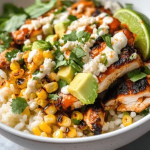 The Street Corn Chicken Rice Bowl is a delightful fusion dish that brings together the vibrant flavors of street corn with succulent chicken and fluffy rice. This culinary creation not only showcases the beloved taste of elote, a popular Mexican street food, but also offers a satisfying and hearty meal that can be enjoyed in various settings—from casual weeknight dinners to lively gatherings with friends. With its colorful presentation and robust flavor profile, this dish is sure to become a favorite at your dinner table.