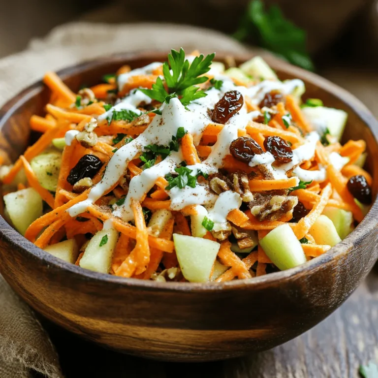 One of the standout features of the Crunchy Carrot Apple Salad Delight is its star ingredients: carrots, green apples, nuts, and Greek yogurt. Each of these components brings a wealth of health benefits, ensuring that your salad is as nutritious as it is delicious.