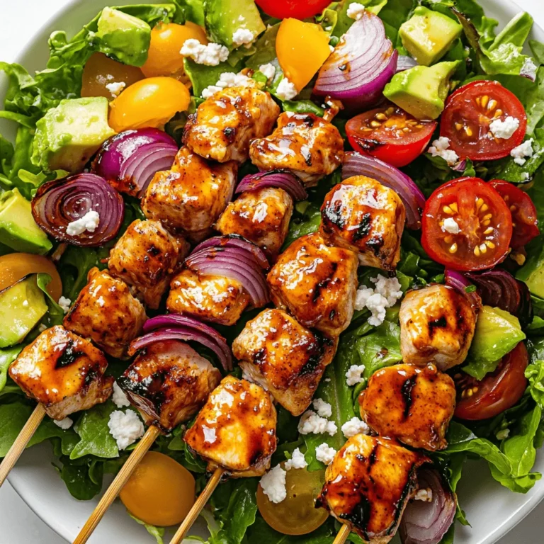 If you're on the lookout for a delightful dish that combines fresh ingredients, vibrant flavors, and the mouthwatering appeal of grilled chicken, look no further than the BBQ Chicken Skewer Salad. This recipe is a perfect blend of juicy, marinated chicken skewers served over a bed of crisp salad greens, topped with colorful vegetables, and drizzled with your favorite BBQ sauce. It's a meal that not only satisfies the palate but also provides a wholesome dining experience.