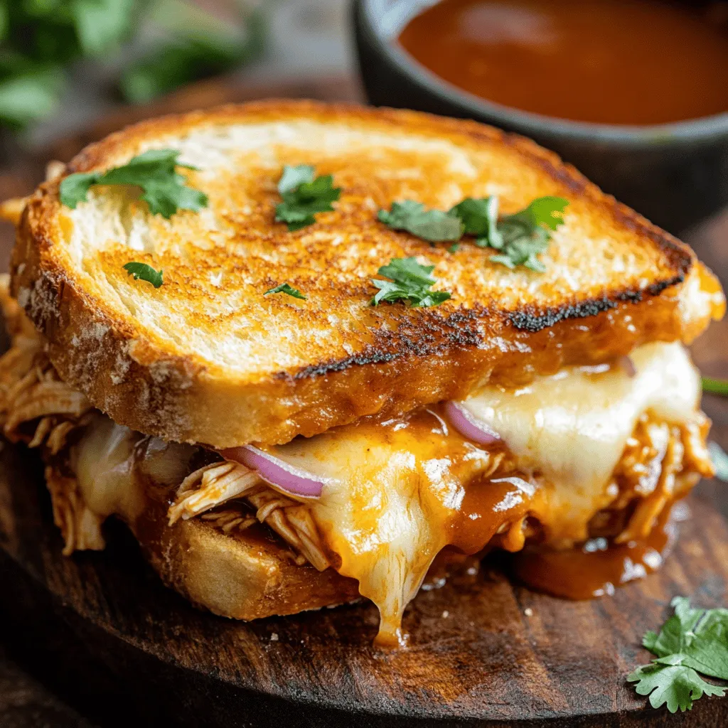 There's something undeniably comforting about a grilled cheese sandwich, a classic staple that has captured the hearts and taste buds of food lovers across generations. Now, imagine elevating that beloved dish with the smoky, tangy goodness of barbecue chicken. The BBQ Chicken Grilled Cheese is not just a sandwich; it’s a delightful fusion of flavors that brings together the rich essence of BBQ chicken with the gooey, melty satisfaction of cheese. This recipe is perfect for quick meals, impromptu gatherings, or even cozy nights in. In just a few simple steps, you can create a dish that is both comforting and exciting, appealing to both children and adults alike.