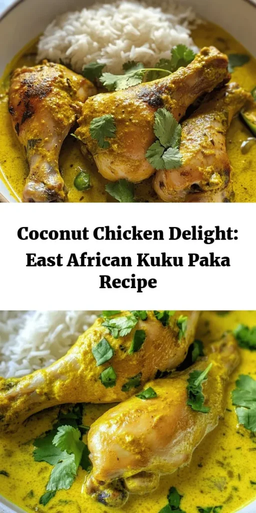 Discover the rich flavors of East Africa with this savory Kuku Paka, a delicious chicken dish cooked in creamy coconut sauce. Perfect for dinner, you'll love the blend of spices and aromatics that elevate the chicken to a new level. With a simple marinade and easy cooking steps, this dish is both comforting and exotic. Serve it with rice, chapati, or naan to soak up the delicious sauce. Your taste buds will thank you!