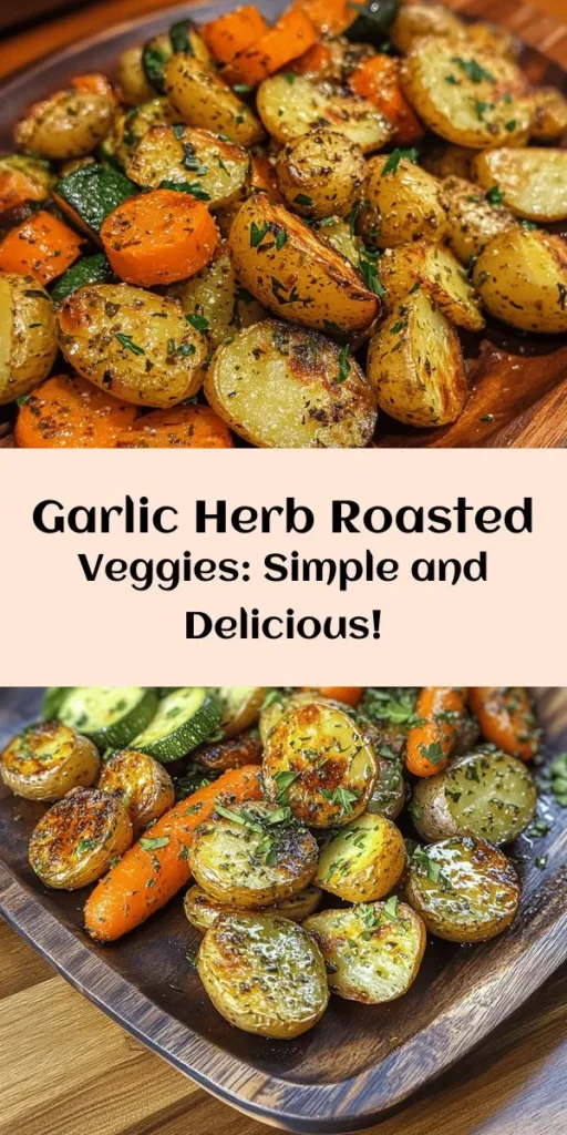 Looking for a delicious and easy side dish? Try these Garlic Herb Roasted Potatoes, Carrots, and Zucchini! With the perfect blend of garlic, thyme, and rosemary, these roasted veggies are bursting with flavor. Simply toss baby potatoes, carrots, and zucchini in a fragrant olive oil seasoning and roast until golden. This colorful and healthy dish is ready in just 45 minutes and makes a great addition to any meal. Enjoy!