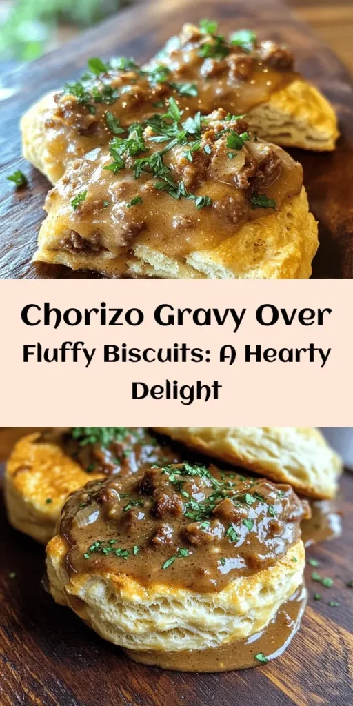 Treat your taste buds to a mouthwatering experience with these Chorizo Delight Biscuits & Gravy! Flaky homemade biscuits topped with rich, flavorful chorizo gravy make for a perfect breakfast or brunch dish. This easy recipe combines just a few simple ingredients for a comforting meal that’s ready in about 35 minutes. Garnished with fresh parsley, it’s sure to impress everyone at your table. Get ready to enjoy this savory delight!