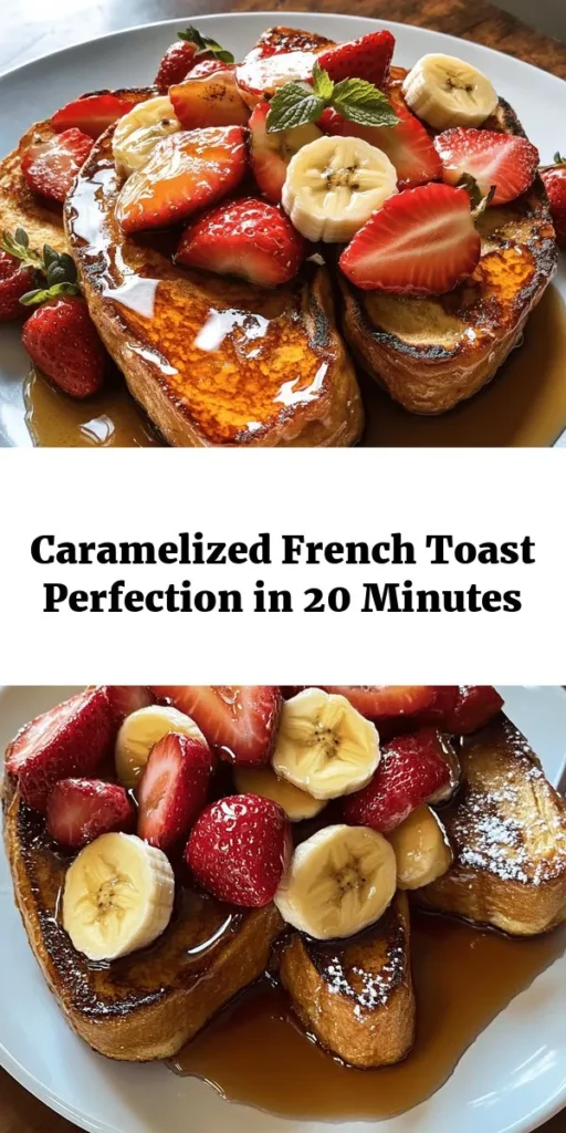 Indulge in the morning delight of deliciously caramelized French toast! This easy recipe combines thick-cut brioche or challah bread with a rich egg mixture infused with vanilla and cinnamon. Cooked to golden perfection with a hint of brown sugar caramelization, each slice is a treat. Top with fresh fruit like bananas or strawberries and drizzle with maple syrup for a breakfast that feels like a special occasion. Perfect for cozy weekends or brunch gatherings!