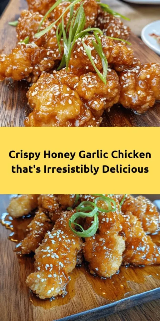Indulge in the ultimate comfort food with this Crispy Chinese Honey Garlic Chicken recipe! Perfectly coated pieces of tender chicken thighs are fried to golden perfection and tossed in a sweet and savory honey garlic sauce. With just a few simple ingredients, you can whip up this delicious dish in only 30 minutes. Garnish with fresh green onions and sesame seeds for that extra burst of flavor. Ideal for weeknight dinners or impressing guests!