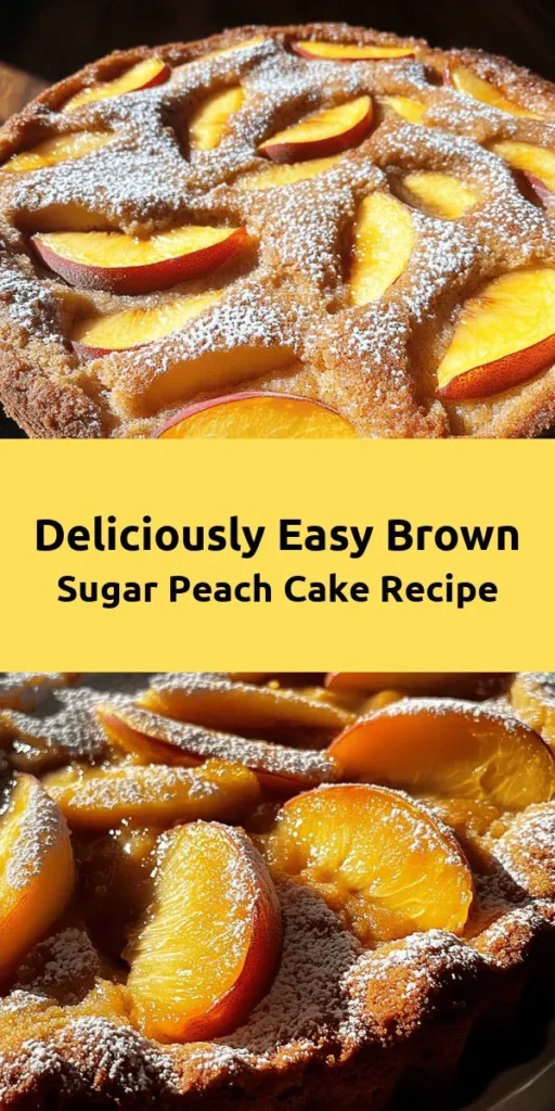 Indulge in the sweetness of summer with this Easy Brown Sugar Peach Cake! This delightful dessert combines fresh peaches and rich brown sugar for a moist, flavorful cake. Perfect for gatherings or a cozy evening at home, it's simple to make in just one hour. With a touch of cinnamon and a dusting of powdered sugar, this cake is not only delicious but also visually stunning. Your friends and family will love every slice! 🍑🍰