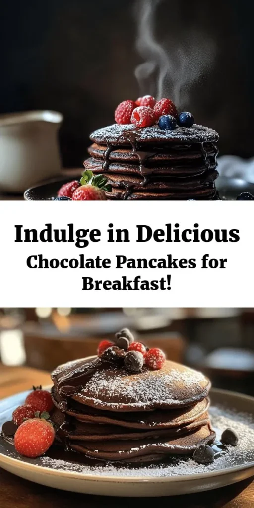 Indulge in the ultimate breakfast treat with these amazing chocolate pancakes! Rich, fluffy, and bursting with chocolate flavor, they're perfect for a weekend brunch or a special occasion. Made with simple ingredients like cocoa powder, buttermilk, and optional chocolate chips, these pancakes come together in just 20 minutes. Top with powdered sugar and fresh berries for a delightful finish. Get ready to savor every bite of this chocolatey goodness!