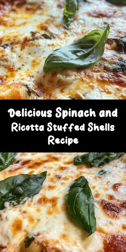 Indulge in these Easy Spinach and Ricotta Stuffed Shells that are perfect for a cozy night in! This delightful recipe combines jumbo pasta shells filled with a creamy mixture of ricotta, fresh spinach, and herbs, topped with marinara sauce and gooey mozzarella. Ready in just under an hour, this dish serves 4 and is ideal for family dinners or impressing guests. Garnish with fresh basil for an added touch. Enjoy a burst of flavors with every bite!