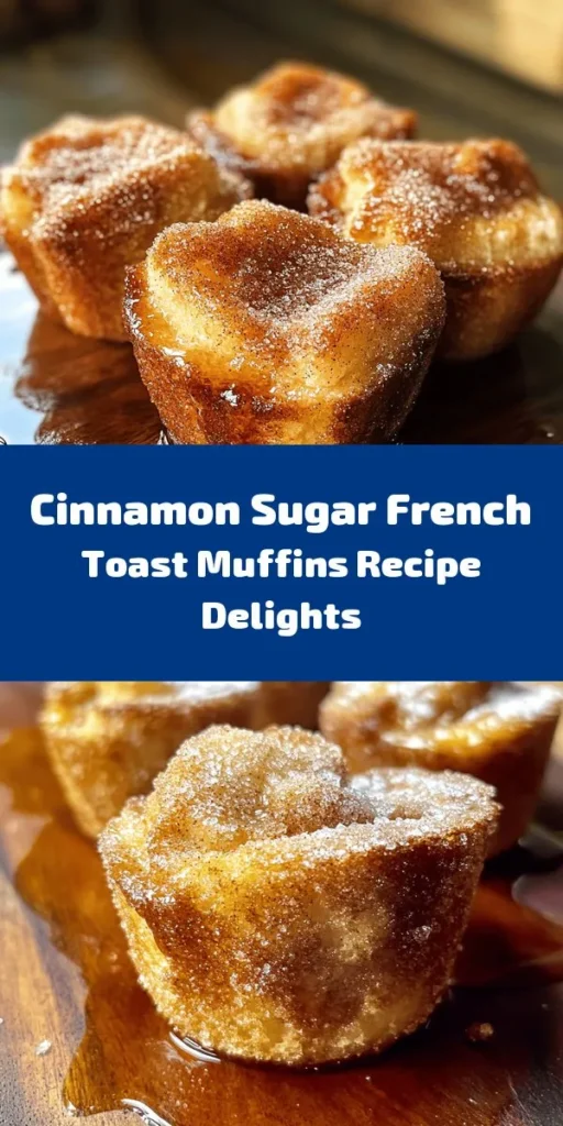 Indulge in these delightful Cinnamon Sugar French Toast Muffins for breakfast or brunch! Made with soft brioche or challah bread, this easy recipe combines eggs, milk, and spices for a rich flavor. After baking to golden perfection, each muffin is coated in a sweet cinnamon sugar mix. Serve them warm with maple syrup for a cozy treat that everyone will love. Perfect for sharing or enjoying on your own, these muffins are a tasty twist on a classic favorite!