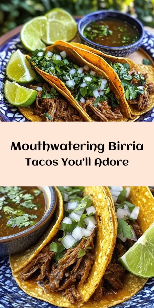 Indulge in the rich flavors of my favorite Birria Tacos! Made with tender beef chuck marinated in a savory blend of guajillo and ancho chiles, garlic, and spices, these tacos are a must-try. Serve them on warm corn tortillas topped with fresh onion and cilantro. Don’t forget a squeeze of lime and a side of reserved cooking liquid for dipping. Perfect for gatherings or a cozy dinner at home, this recipe is sure to impress!