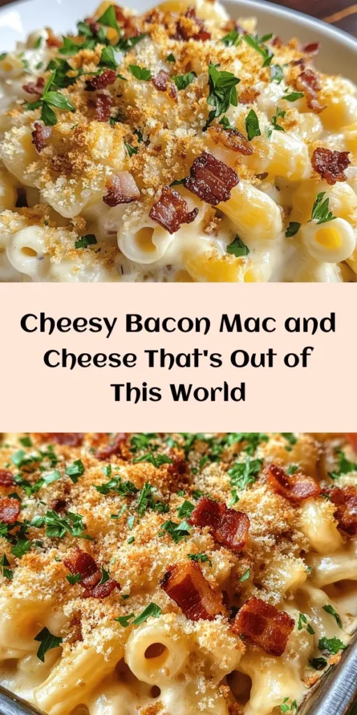 Indulge in the ultimate comfort food with this Bacon Mac and Cheese Extravaganza! This creamy, cheesy dish is packed with crispy bacon and topped with a golden panko crust. It’s easy to make and perfect for family dinners or gatherings. With just a few simple ingredients like elbow macaroni, sharp cheddar, and Parmesan, you’ll have a delicious meal ready in under an hour. Don’t forget to garnish with fresh parsley for a pop of color! Enjoy this cheesy delight any night of the week.