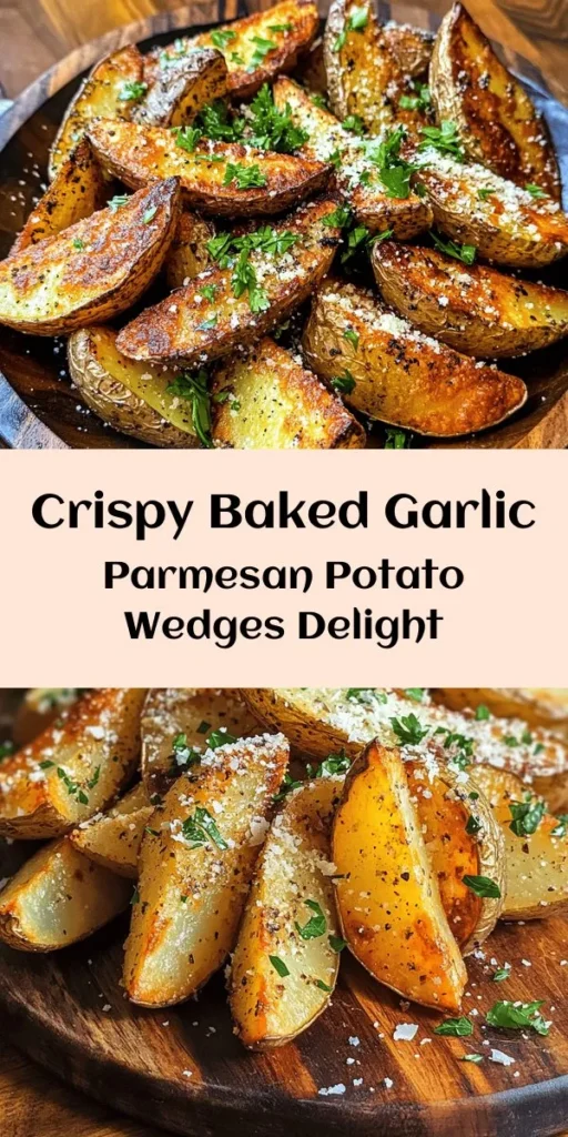 Looking for a delicious side dish or snack? Try these Baked Garlic Parmesan Potato Wedges! Crispy on the outside and soft on the inside, these wedges are coated in a flavorful blend of garlic, onion powder, smoked paprika, and topped with grated Parmesan cheese. They’re easy to make and perfect for sharing! Serve them hot with your favorite dipping sauce. Ideal for gatherings or a cozy night in, these potato wedges are sure to be a hit!