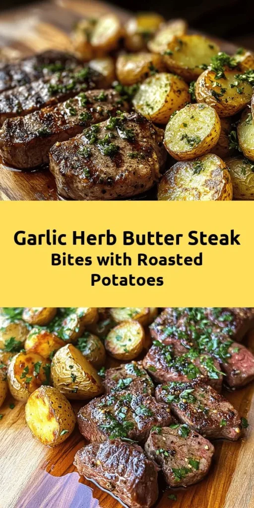 Indulge in a flavorful feast with these Butter Steak Bites paired with Garlic Herb Potatoes! This easy recipe features succulent ribeye steak cubes seared to perfection and coated in a mouthwatering garlic herb butter. The crispy roasted baby potatoes enhance the dish with their savory flavor and texture. Perfect for a cozy dinner or entertaining guests, this delicious meal is sure to impress. Try it tonight for a delightful culinary experience!