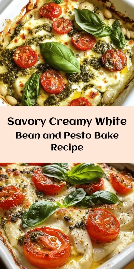 Looking for a delicious and comforting dish? Try this creamy white bean and pesto bake! Made with two cans of white beans, fresh basil pesto, juicy cherry tomatoes, and a blend of mozzarella and Parmesan cheese, this recipe is both easy and flavorful. Perfect for weeknight dinners or potlucks, it’s baked to golden perfection for a delightful cheesy finish. Garnish with fresh basil for an extra burst of flavor. Enjoy in just one hour!