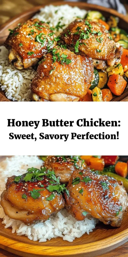 Indulge in the deliciousness of Sweet & Savory Honey Butter Chicken! This easy recipe features juicy chicken thighs coated in a flavorful blend of spices, then smothered in a rich honey butter sauce. Perfect for a weeknight dinner, serve it alongside rice or roasted veggies for a complete meal. With simple ingredients and just 30 minutes of cooking time, this dish will quickly become a family favorite! Don't forget the garnish of fresh parsley for that perfect touch.