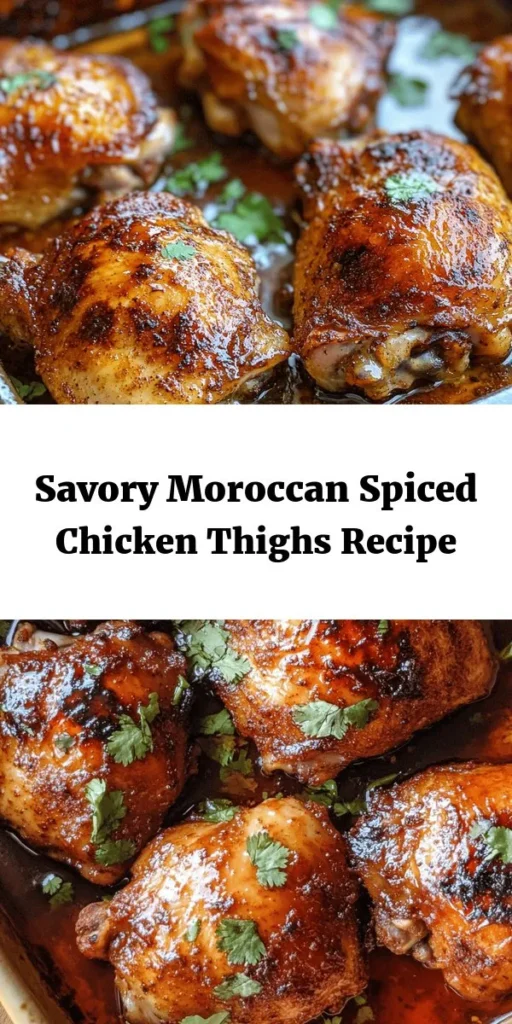 Discover the vibrant flavors of Moroccan Spiced Chicken! This easy recipe features juicy chicken thighs marinated in a fragrant blend of spices, garlic, honey, and lemon. Roasted to perfection, the skin becomes crispy while the meat stays tender and moist. Ideal for dinner with couscous or a fresh salad, this dish is sure to impress! Perfect for a cozy night in or entertaining friends. Enjoy a taste of Morocco right at home!