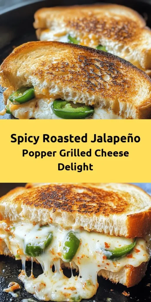 Looking for a cheesy twist on a classic? Try this Roasted Jalapeno Popper Grilled Cheese! Combining creamy cheeses with roasted jalapeños creates a delightful blend of flavors. It's simple to make with just sourdough, cream cheese, sharp cheddar, and Monterey Jack, plus a hint of spice. Perfect for a cozy lunch or dinner, this grilled cheese will become your new favorite. Grab your ingredients and get ready to indulge in this cheesy goodness!