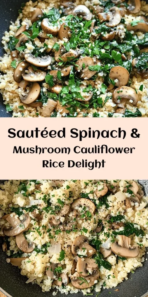 Looking for a delicious and healthy side dish? Try this Low Carb Mushroom & Spinach Cauliflower Rice! It's packed with flavor from sautéed mushrooms and fresh spinach, all coming together in just 30 minutes. Simple ingredients like cauliflower, garlic, and herbs make this recipe both nutritious and satisfying. Perfect as a light main course or a side to your favorite protein. Don’t forget to top it off with a sprinkle of parmesan and fresh parsley for extra flair!