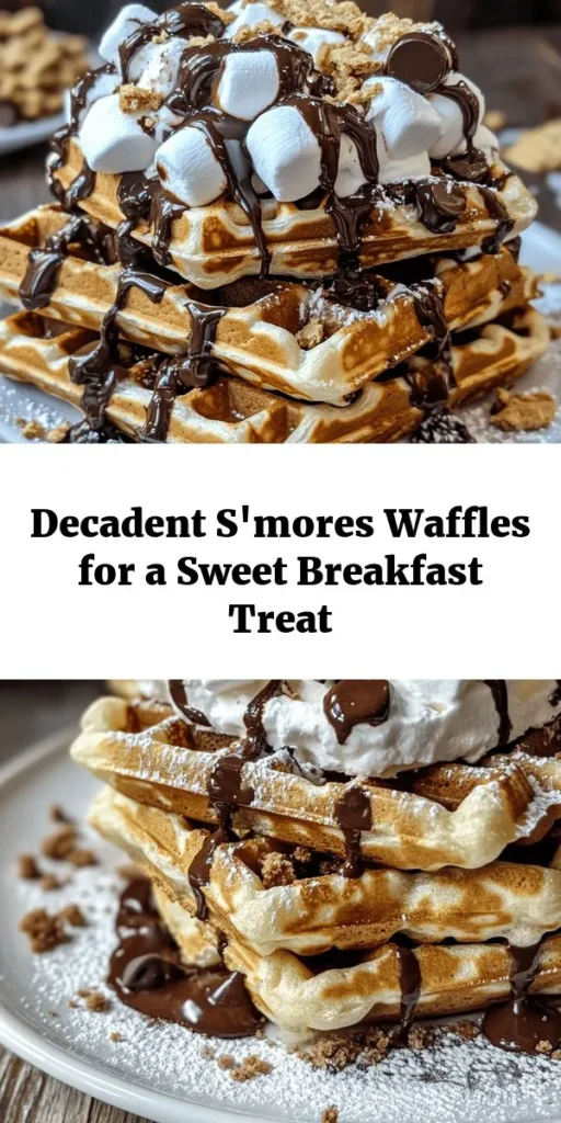 Treat yourself to a deliciously fun breakfast with these indulgent s'mores waffles! Combining the rich flavors of chocolate, fluffy marshmallows, and crunchy graham crackers, this easy recipe is perfect for satisfying your sweet tooth. Just mix the ingredients, cook in your waffle iron, and top with whipped cream and chocolate sauce for the ultimate s'mores experience. Get ready for a cozy morning filled with delightful flavors!