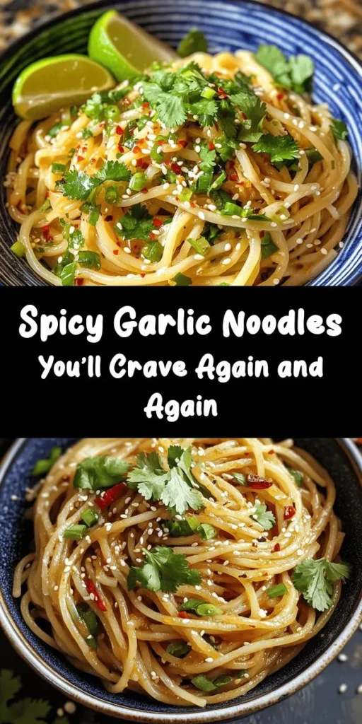 Discover the perfect balance of spice and flavor with these Spicy Garlic Noodles! This quick and easy recipe features cooked noodles tossed in a savory garlic sauce, enhanced with red chili flakes and a hint of sweetness. Ready in just 20 minutes, it's ideal for a weeknight dinner or a flavorful side dish. Top with fresh cilantro, sesame seeds, and a squeeze of lime for that zesty kick. Deliciousness awaits in every bite!