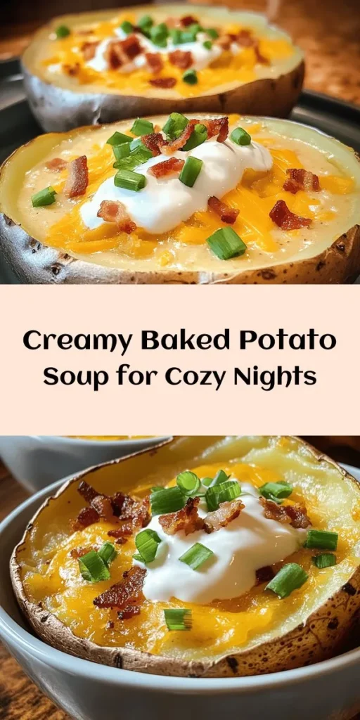 Warm up with this delicious Cozy Baked Potato Soup! Made with tender russet potatoes, sautéed onions, and garlic, this creamy soup is rich in flavor thanks to smoked paprika and thyme. Finished with sharp cheddar and a dollop of sour cream, it’s perfect for chilly days. Optional crispy bacon adds an extra layer of indulgence! Serve it in potato skins for a fun twist. A comforting and hearty meal that everyone will love!