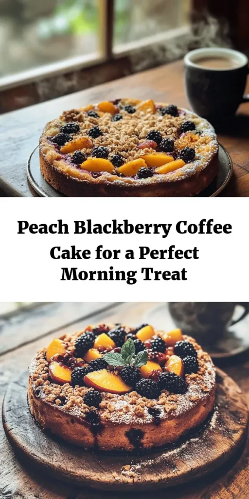 Indulge in the magic of flavors with this delightful Peach Blackberry Coffee Cake! Perfect for breakfast or an afternoon treat, this cake features a moist base infused with fresh peaches and blackberries, topped with a crunchy oat and pecan streusel. Easy to make and oh-so delicious, it's the ultimate companion for your morning coffee or tea. Bake it up in just an hour and enjoy a slice of bliss with friends and family!